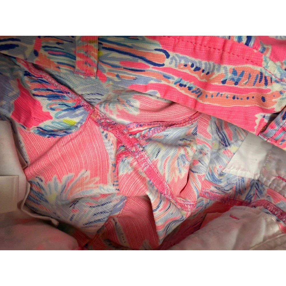 Lilly Pulitzer Callahan Shorts‎ Nice Stems Flamingo Palm Print Pink Cotton 00